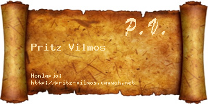 Pritz Vilmos névjegykártya